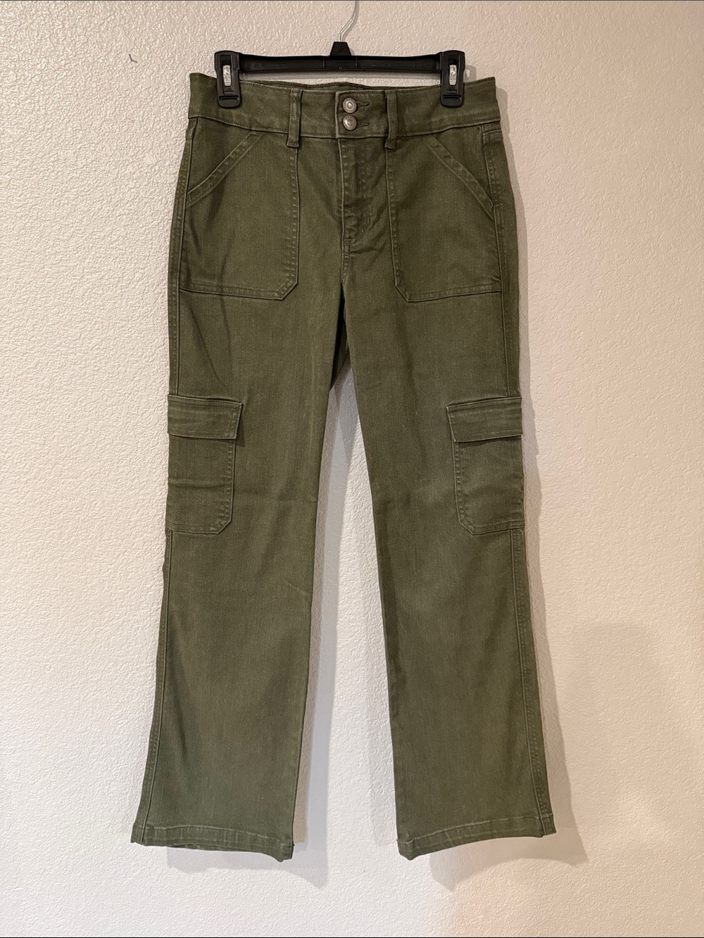 Women's Olive Cargo Boot-Cut Pants
